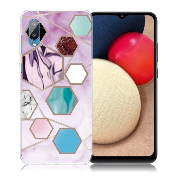 Marble design Samsung Galaxy M02 / Samsung Galaxy A02 kotelot - Kuusikulmion Palasia Violetti Multicolor