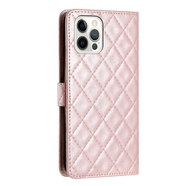Funksjonelt rombe lommebokdeksel for iPhone 12 Pro Max - Rosa Pink