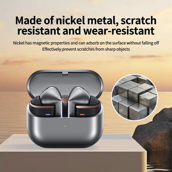 Samsung Galaxy Buds3 Pro Charging Case Metal Sticker Decorative Protective Skin - Black Black