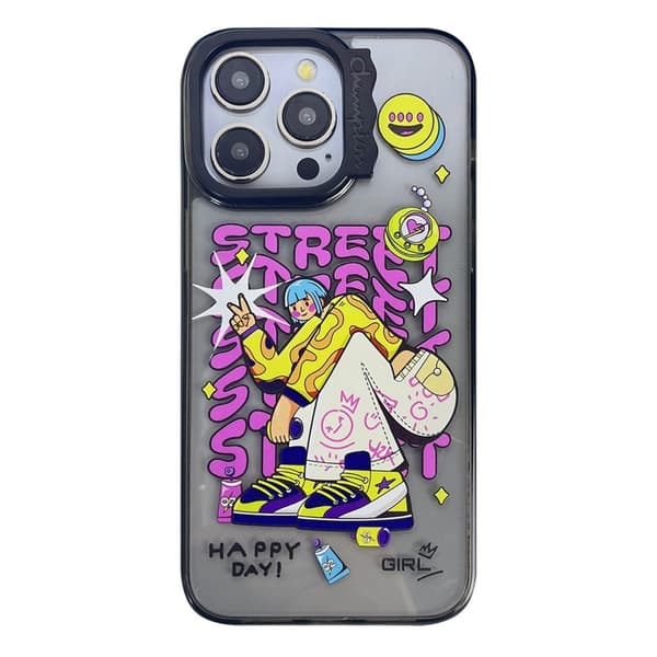 iPhone 15 Pro Etui Wave Lens Frame Stødsikkert og fleksibelt mønster Mobilcover - Glad Dag Multicolor