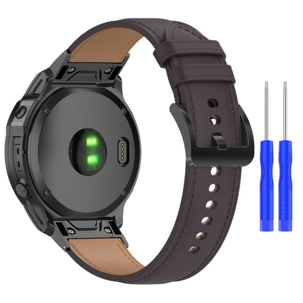 22 mm urrem i ægte læder til Garmin-ur - Mørklilla Purple