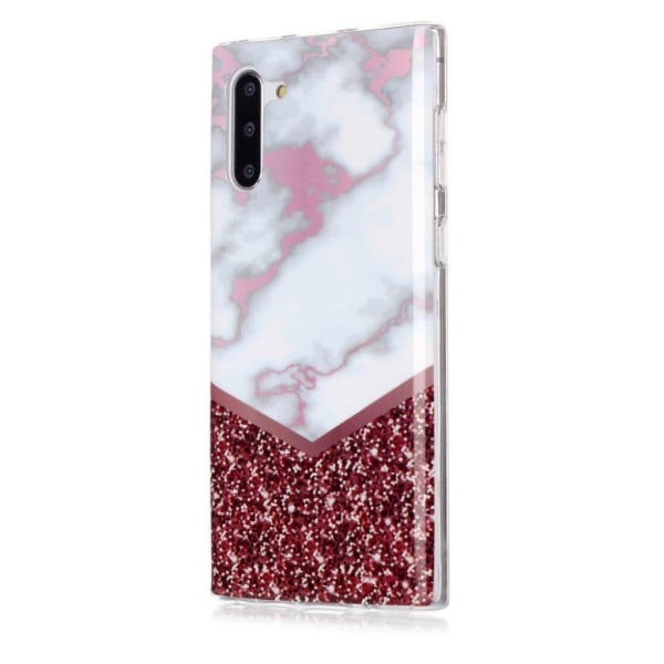 Marble Samsung Galaxy Note 10 cover - Hvid Marmor og Glitter Red