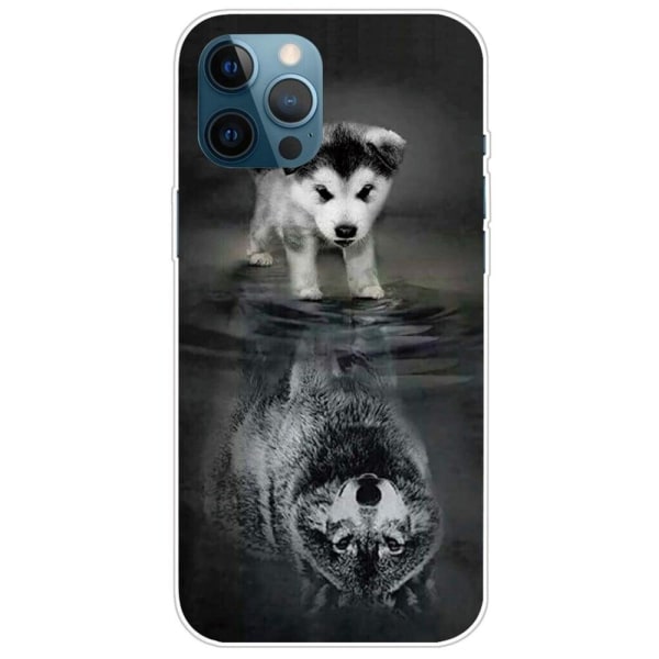 Deco iPhone 14 Pro skal - Hund Och Varg Silvergrå