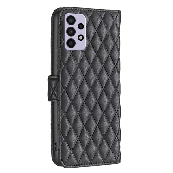 Rhombus Mønster Matte Flip Case til Samsung Galaxy A72 5G - Sort Black