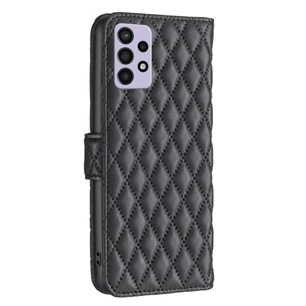 Rombemønster, matt flip-deksel for Samsung Galaxy A72 5G - Svart Black