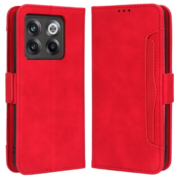 Stilfuldt Læder Etui med Pung til OnePlus Ace Pro / 10t - Rød Red