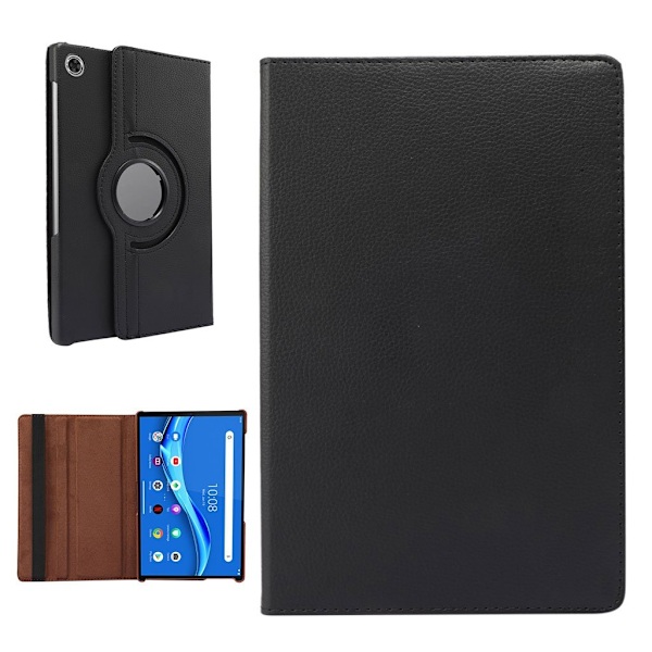 Lenovo Tab M10 FHD Plus 360 graders läderfodral med litchi-textur - Svart Svart