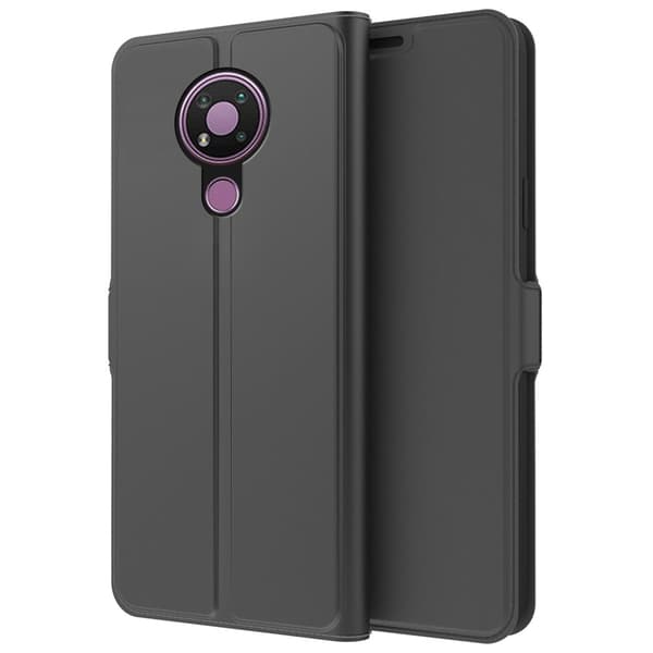 Glat og tyndt Premium Pu Læder Etui til Nokia 3.4 - Sort Black