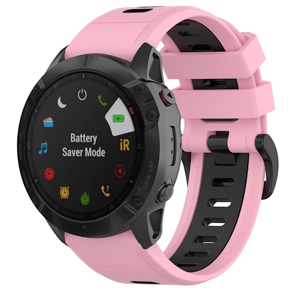 Garmin Fenix 7S tofarvet silikone-urrem - Lyserød / Sort Pink