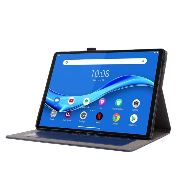 Crazy Horse Lenovo Tab M10 flipfodral i läder - Blå Blå