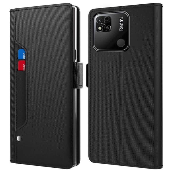 Phone Etui med Make-up Mirror og Slick Design til Xiaomi Redmi 10C - Svart Black