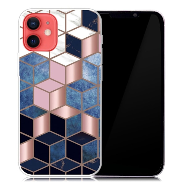 Marble iPhone 13 Suojakotelo - Sininen / Kulta Cube Multicolor