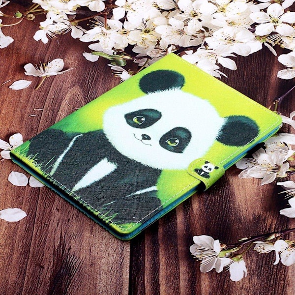 Samsung Galaxy Tab A 10.1 (2019) kuvioitu nahkainen kääntölaukku - Panda Multicolor
