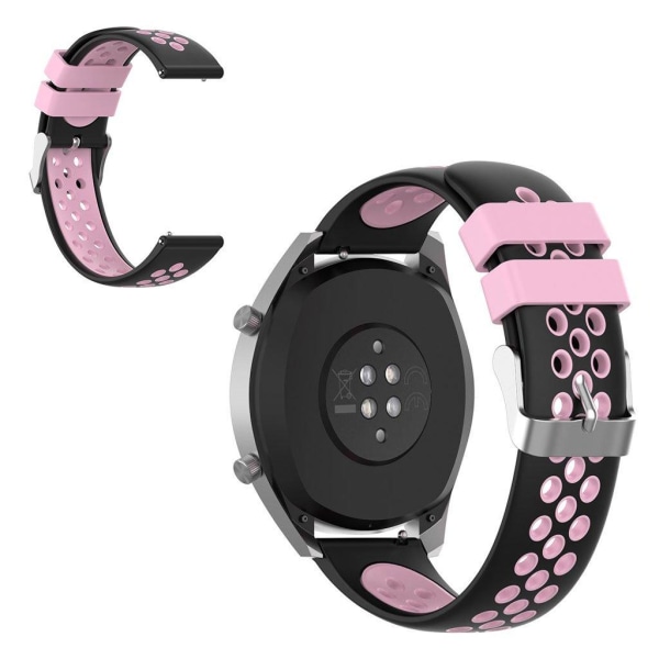 22mm Universal dual color silicone watch band - Black / Pink Black
