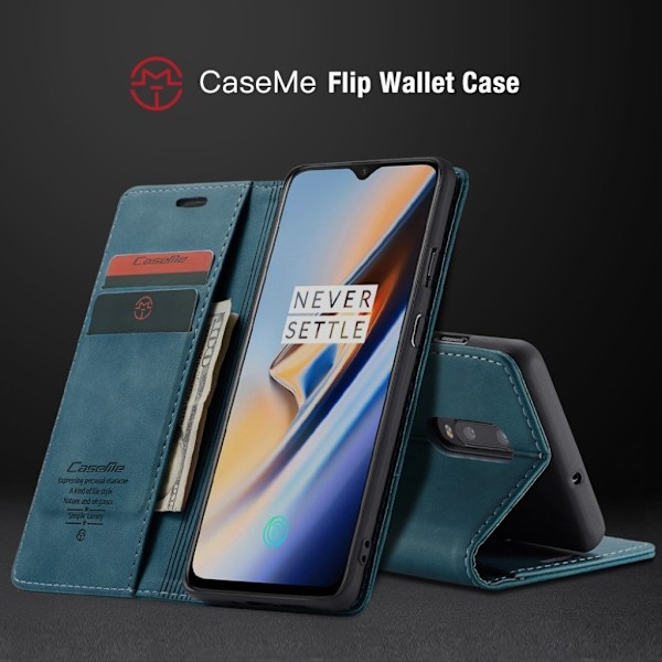 CaseMe OnePlus 7 Vintage Etui - Blå Blue