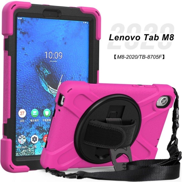 Lenovo Tab M8 360 kääntyvä silikonikotelo - Ruusu Pink