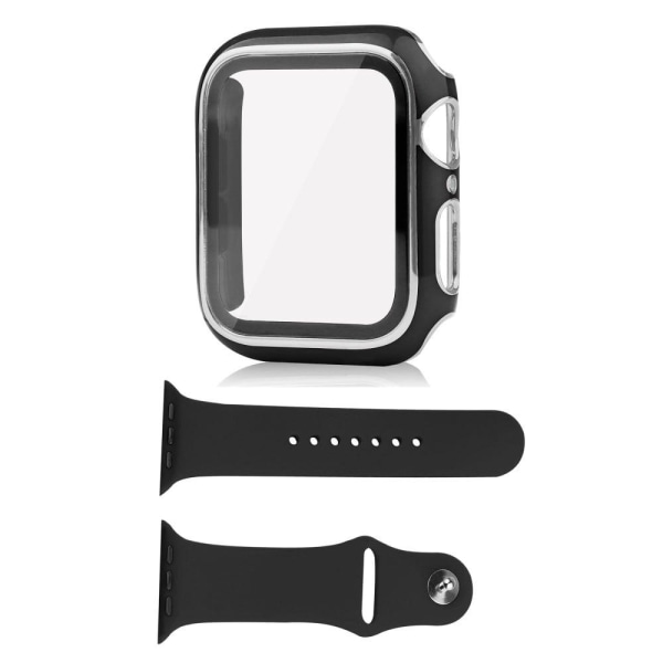 Apple Watch Series 8 (41mm) cover and silicone cover with temper Black