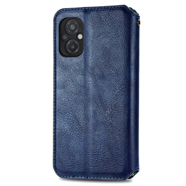 Læder Etui med A Stilfuldt Rhombus Tryk til Xiaomi Poco M5 - Blå Blue