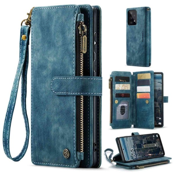 Rymligt Samsung Galaxy A53 5G fodral med plånbok - Blå Blå
