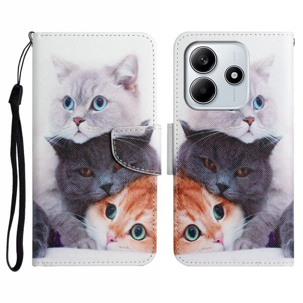 Wonderland Xiaomi Redmi Note 14 5G flip-etui - Tre Katter Silver grey