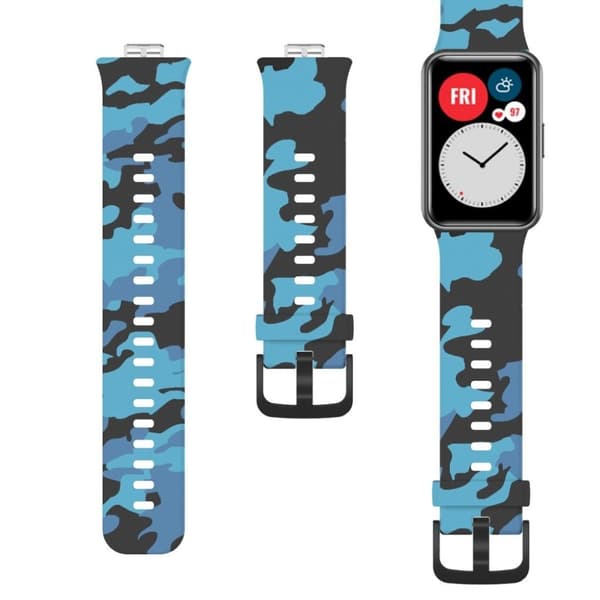 camouflagemønster silikone rem til Huawei Watch Fit - blå Blue