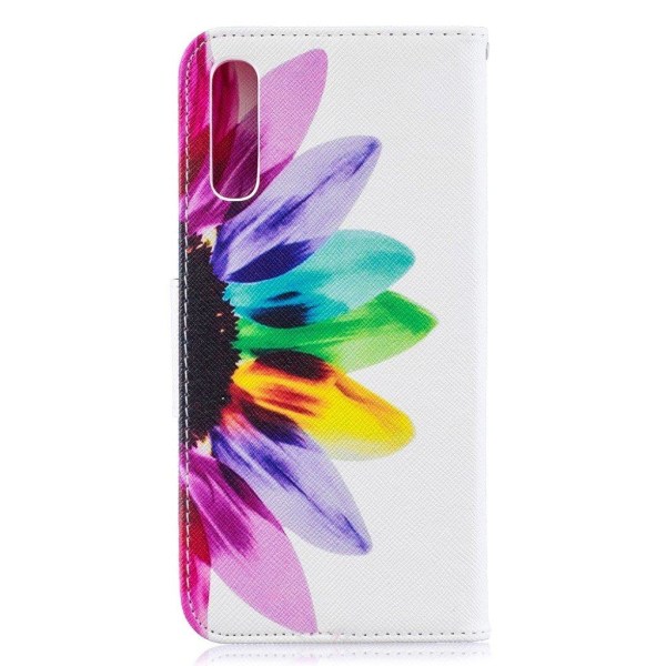 Samsung Galaxy A50 mønster læder etui - Kronblade mønster Multicolor