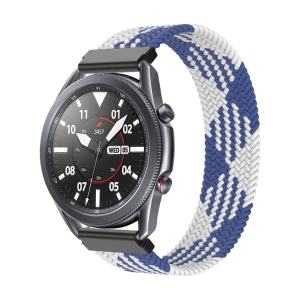 Elastisk flettet nylon-urrem til Samsung Galaxy Watch 4 - Blå / Hvid Størrelse: S Blue