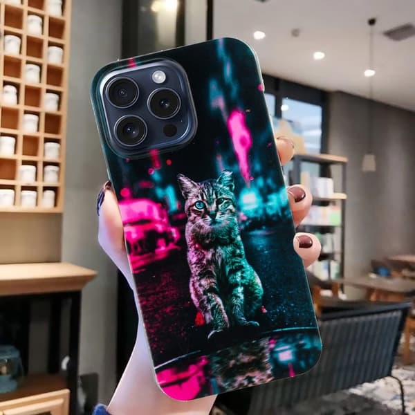 iPhone 16 Pro-etui Mønsteret Ridsefast slankt fleksibelt telefon cover - Trafiklys-Kat Multicolor