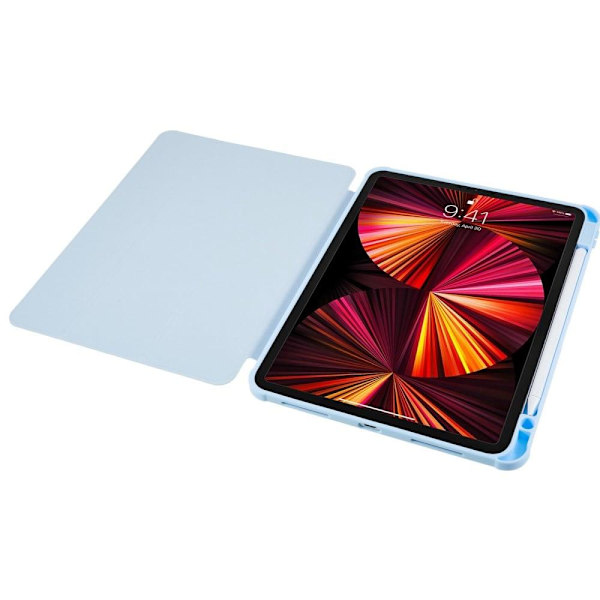 iPad Pro 12.9 (2018) / (2020) / (2021) / (2022) Drop Resistant Tri-fold stander etui Vegansk Læder and Flexible and Acrylic Tablet Slim Case stødsikke Blue