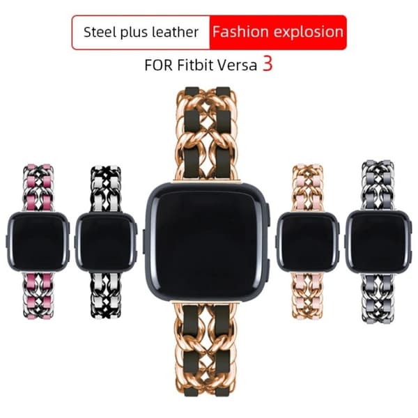 Fitbit Versa 3 hybrid stylish klockarmband - rosa guld / vit Rosa