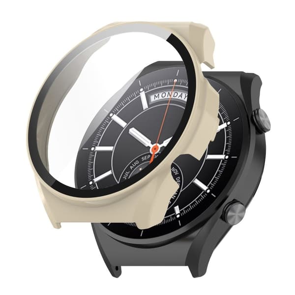 Xiaomi Watch S1 protective cover with tempered glass screen protector - Ivory White Vit