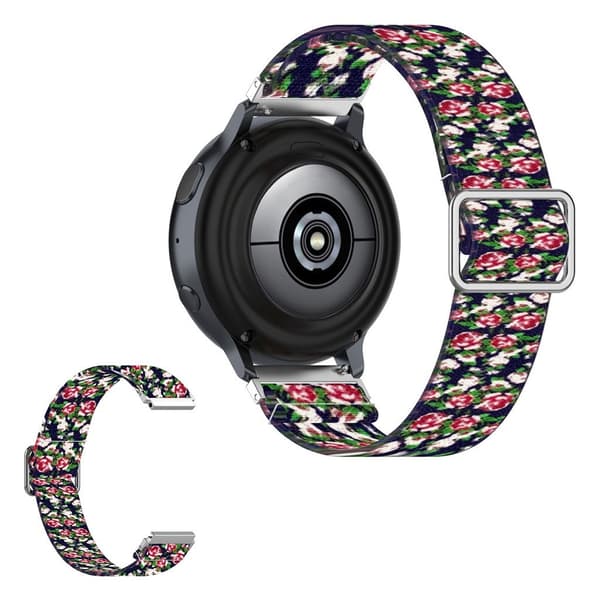 20mm nailon kellonauha Samsungin kellolle - Sininen Ruusu Multicolor