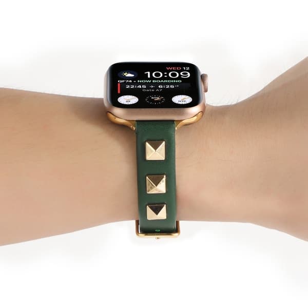 Armband i äkta läder för Apple Watch Series 8 (41mm) - Svartaktig Grön Grön