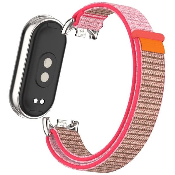 Xiaomi Mi Band 9 / Smart Band 8 Klockarmband Nylon Loop Justerbart handledsband - Neon Rosa