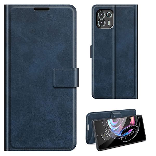 Wallet-style Lær Etui til Motorola Edge 20 Lite - Blå Blue
