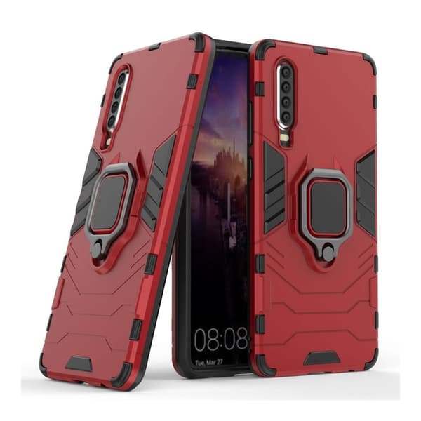 Huawei P30 Fingerring Kickstand Hybrid Etui - Rød Red