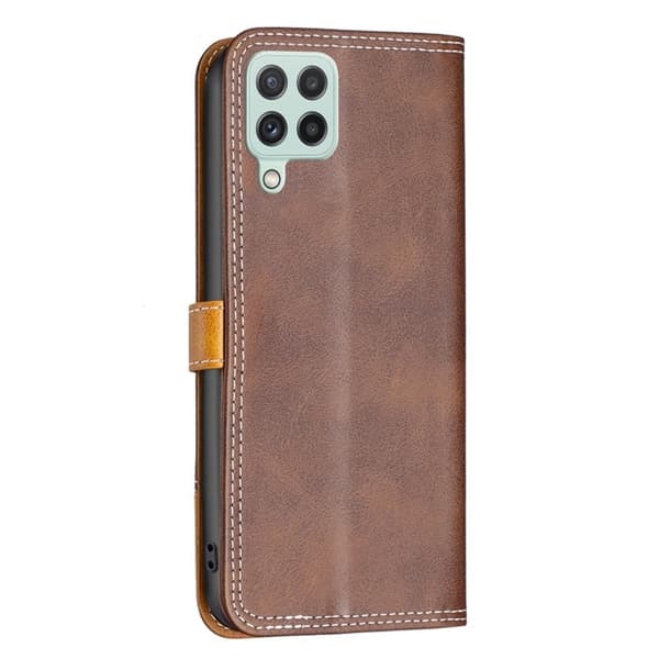 BINFEN tofarget læretui for Samsung Galaxy A22 4G - Kaffe Brown