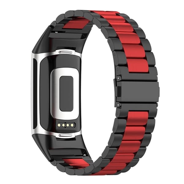 Fitbit Charge 5 kolminkertainen helmityylinen kellonhihna - Musta / Punainen / Musta Multicolor