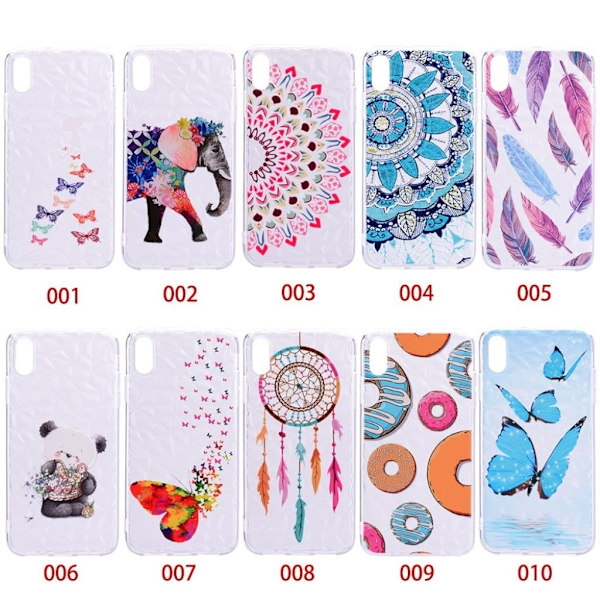 3D Diamond Texture Patterned Flexible Phone Case iPhone XS Max 6,5 tommer - Halv Blomst Multicolor