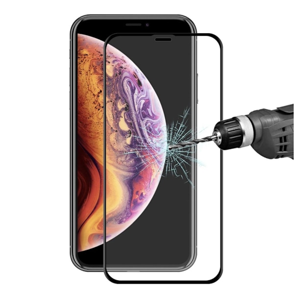 iPhone Xr HAT PRINCE skyddsglas tillverkat av 3D format härdat glas med kolfiber ram - Transparent Transparent