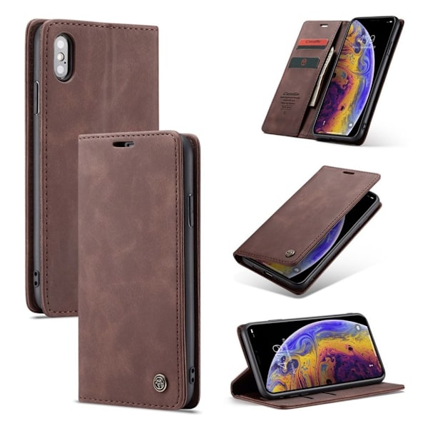 CASEME iPhone Xs Max plånboksfodral i läder - kaffe Brun
