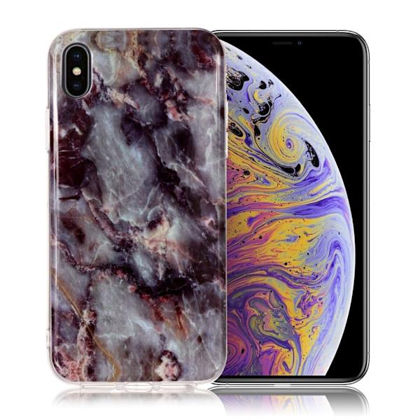 Etui med mønsterprint til iPhone Xs Max - Mørkegrå/Sort Marmor Multicolor