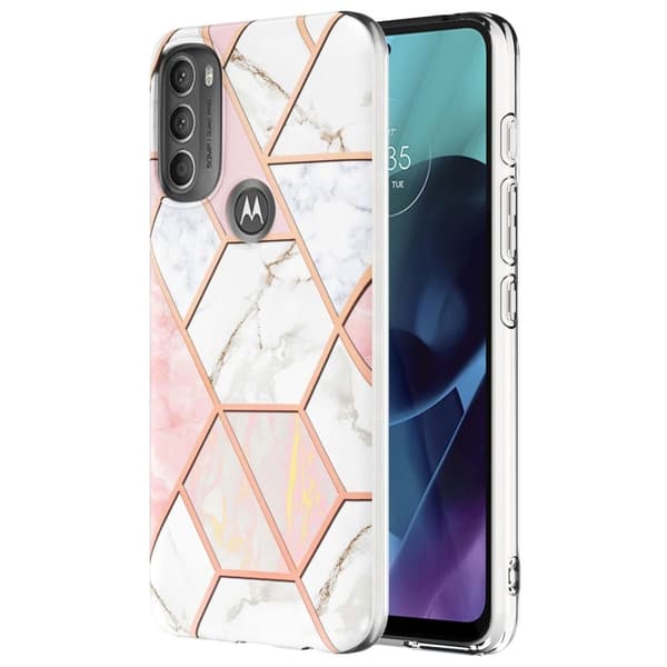 Marmordesign Motorola Moto G71 5G deksel - Rosa / Hvit Multicolor
