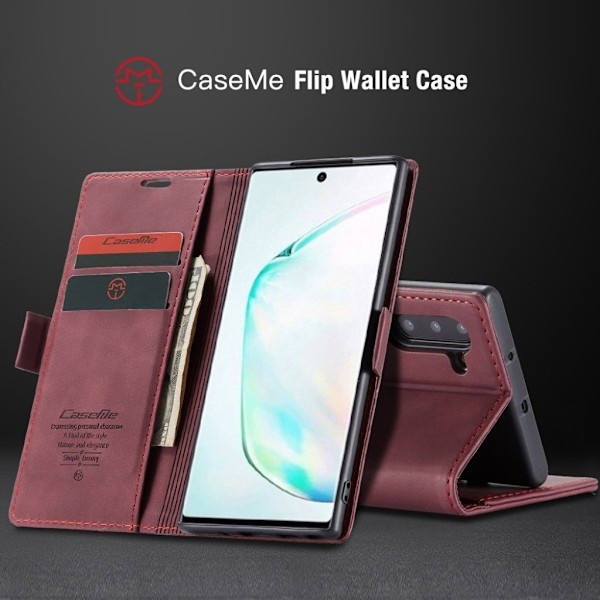 CaseMe vintage Samsung Galaxy Note 10 fodral - Röd Röd