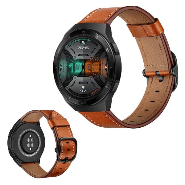 äkta läder klockarmband för Huawei and Samsung watch - ljusbrun Brun