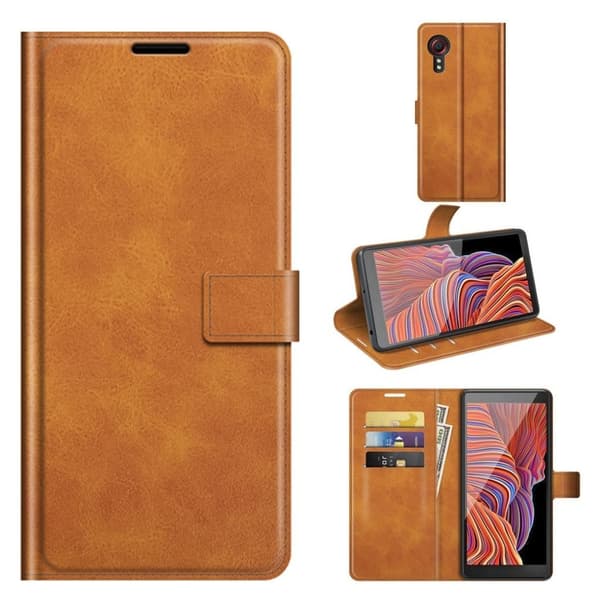 Wallet-style Lær Etui til Samsung Galaxy Xcover 5 - Oransje Orange