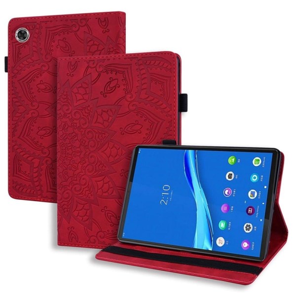 Lenovo Tab M10 Plus (Gen 3) flower pattern leather case - Red Red