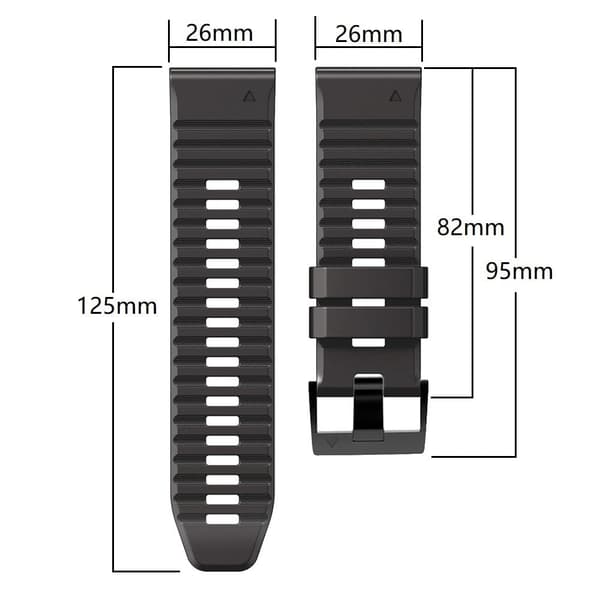 26mm Garmin ja Coros kellon kaksoissilikonikellon hihna - Punainen / Musta Red