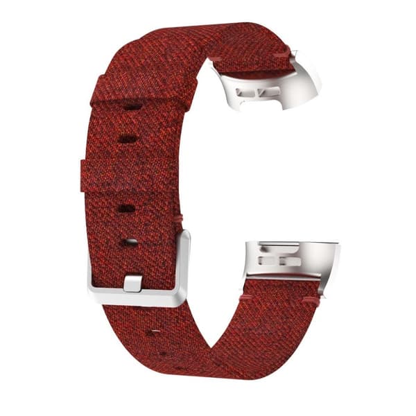 Fitbit Charge 3 hengittävä kangas vaihdettava kellon ranneke metalli soljella - Punainen Red