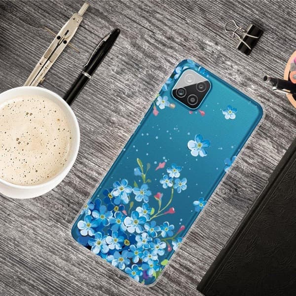 Deco Samsung Galaxy A12 5G etui - blå blomst Blue